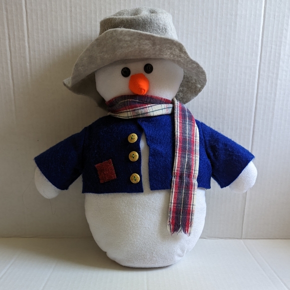 Handmade Snowman Decoration with Gray Hat - Picture 1 of 4